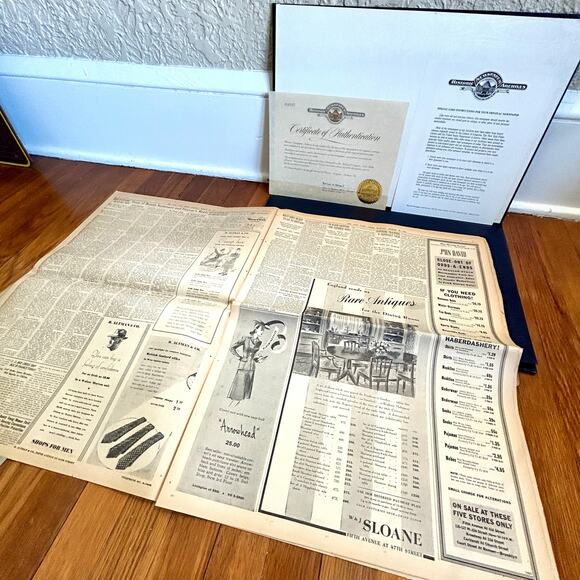 Vintage March 10, 1941 New York Times Newspaper WWII Era Collectible Certificate - Picture 9 of 16